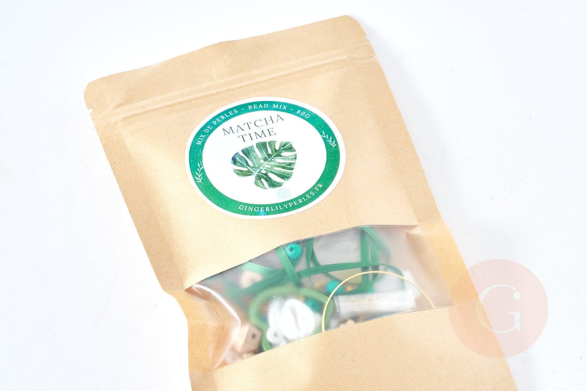 Kit mix de perles vertes Matcha Time, Coffrets et kits pour la création de bijoux fantaisie DIY, x1 (G8345)