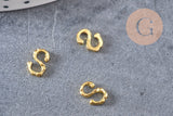 Lettre à coller zamac doré,fournitures à coller pour décorer pierres et bijoux en inclusion résine,8x6mm, x 2 (G3766)