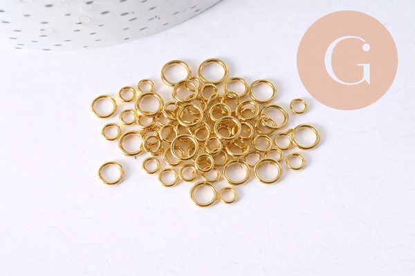 Anneaux de jonction ronds ouverts acier 304 inoxydable doré IP mix en 1mm, x50