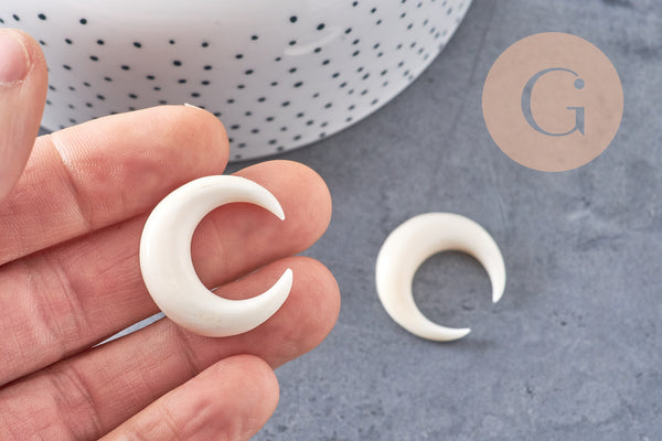 Lune corne blanche naturelle 8mm, Septum piercing écarteur corne naturelle x1 (G0253)