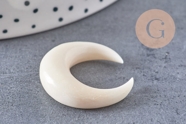 Lune corne blanche naturelle 8mm, Septum piercing écarteur corne naturelle x1 (G0253)