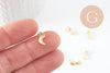 Lune nacre blanche naturelle laiton doré 10x6mm, x1 (G3574)