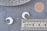 Lune nacre blanche naturelle,pendentif lune,coquillage blanc,corne percée,création bijoux,Pendentif nacre,13x12mm, les 2 (G3253)