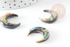 Lune nacre noire naturelle abalone, coquillage noir Ormeau, non percé, 18x20mm, x1 (G7042)