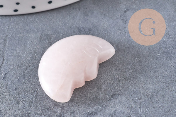 Lune quartz rose naturel 29.5mm, quartz rose naturel roulé, pierre semi-precieuse, séance lithothérapie, x1, G5618