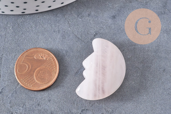 Lune quartz rose naturel 29.5mm, quartz rose naturel roulé, pierre semi-precieuse, séance lithothérapie, x1, G5618