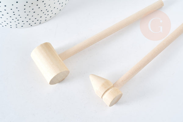 Maillet bijoux bois naturel 152-157mm,outils création Bijoux,outil bijouterie, x 2 (G8155)
