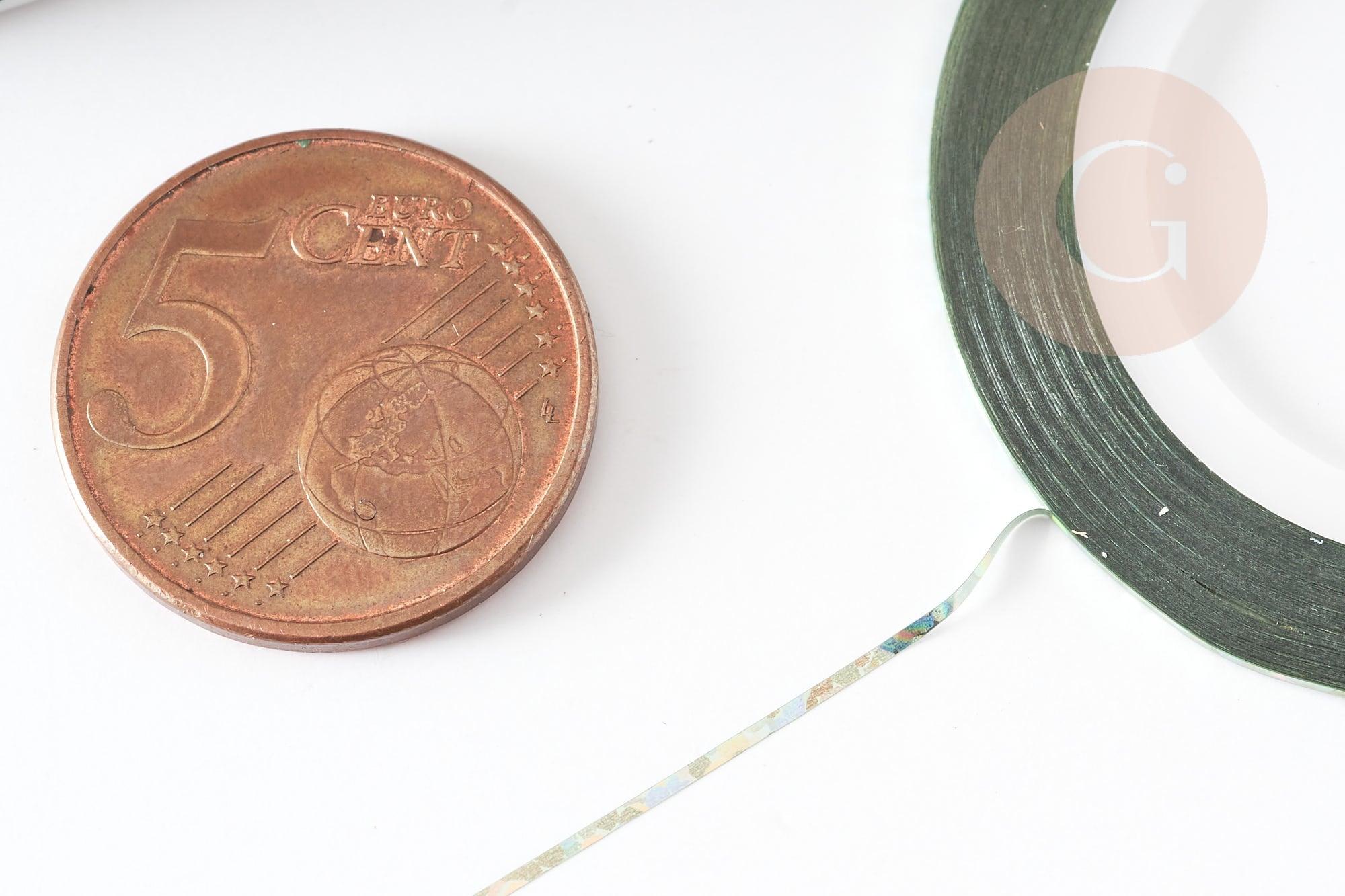 Masking tape ongles hologramme,masking tape,adhésif papier, scrapbooking,nail art, décoration,1mm x 20mètres G2532