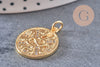 Médaille serpent laiton doré 18k cristal,sans nickel,pendentif animal, Pendentif zircon,18.5mm, x1 G5518