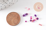 Mélange perles rocaille camaïeu rose fuchsia violet, x10gr (G9510)