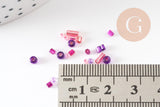 Mélange perles rocaille camaïeu rose fuchsia violet, x10gr (G9510)