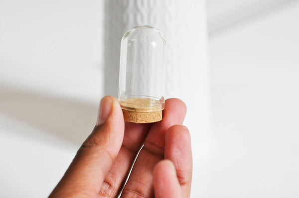 Mini cloche en verre et support en liège 44.5mm, x1 (G1687)