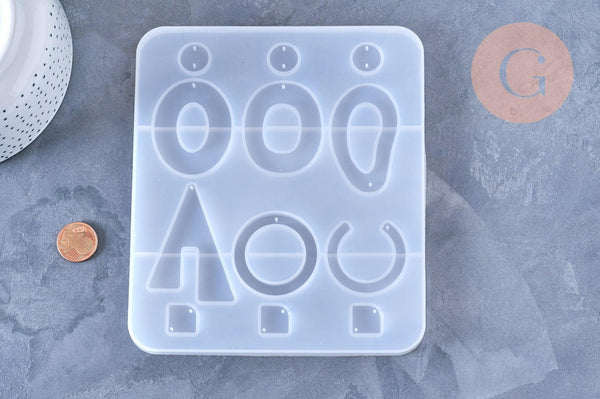 Moule pour fabrication boucles formes géométriques résine, x1 (G5892)