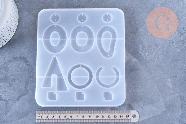 Moule pour fabrication boucles formes géométriques résine, x1 (G5892)