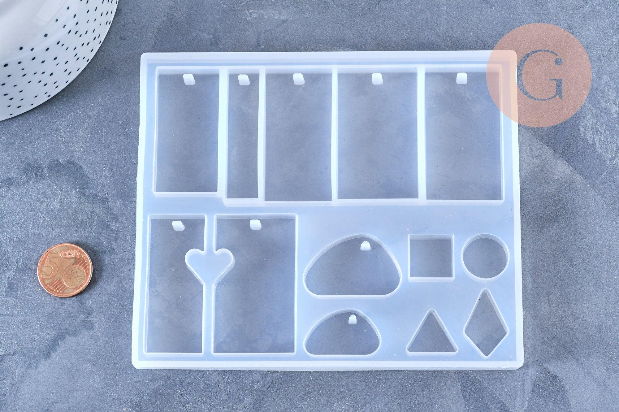 Moule pour fabrication pendentif rectangle résine, un moule en silicone pour réaliser des bijoux avec inclusion en résine, x1 (G4577)