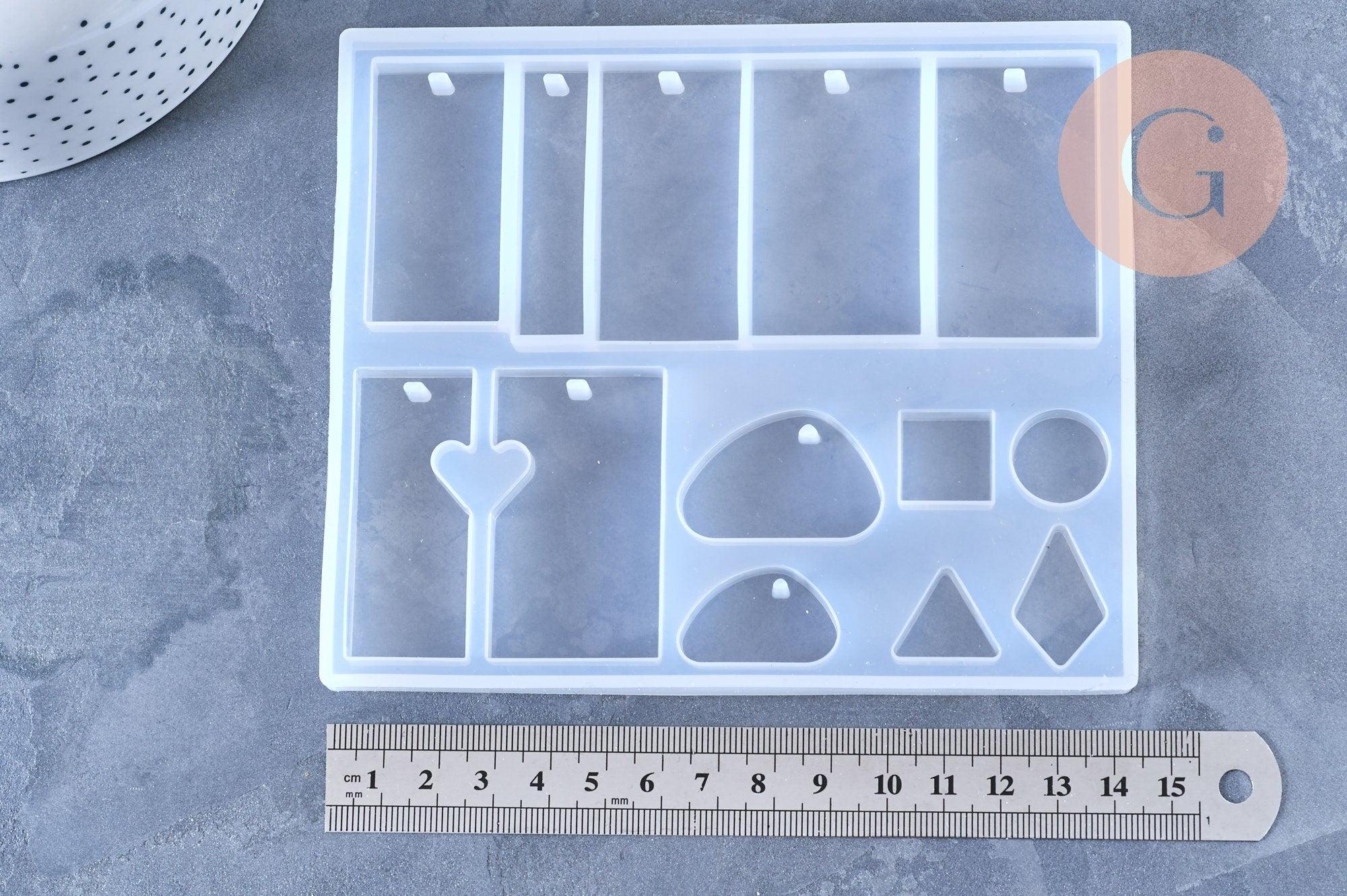 Moule pour fabrication pendentif rectangle résine, un moule en silicone pour réaliser des bijoux avec inclusion en résine, x1 (G4577)