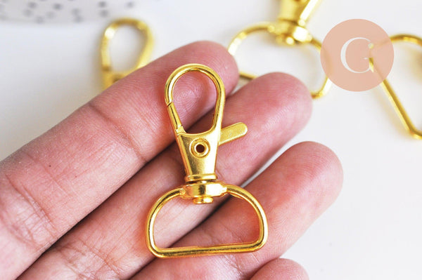 Mousqueton fermoir clapet zamac doré 38mm, x2 (G6305)