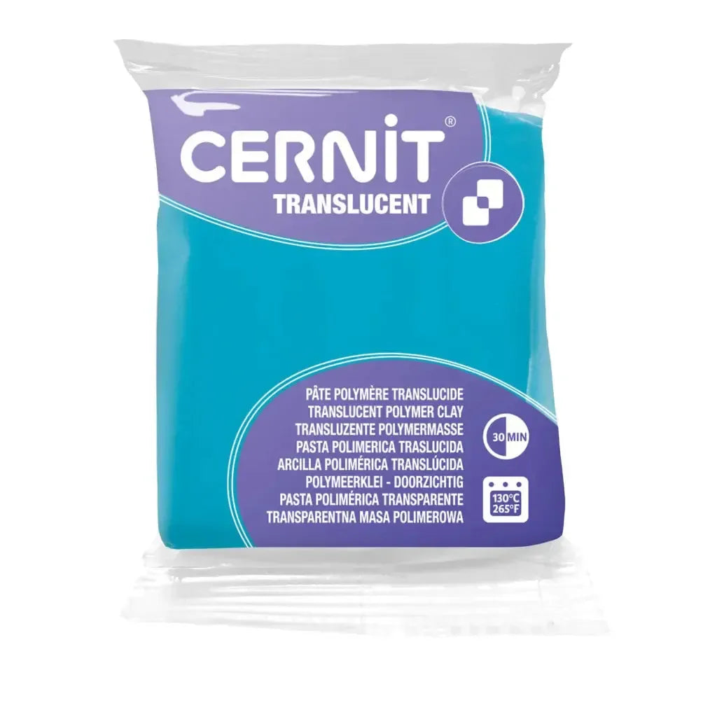 Pâte polymère Cernit TRANSLUCENT - Bleu turquoise x56g (G10648)