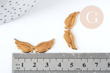 Pendentif Ailes laiton brut 34mm, breloque en laiton brut pour fabrication de bijoux fantaisie x1 (G8768)