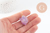 Pendentif Améthyste naturelle pierre brute acier 304 inoxydable doré IP 20~30mm, x1 (G9600)