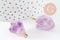 Pendentif Améthyste naturelle pierre brute acier 304 inoxydable doré IP 20~30mm, x1 (G9600)