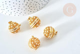 Pendentif Bola carillon d'harmonie doré perles 22x19mm, création bijoux de grossesse, création bijoux Vendu sans carillon, x1 G7798