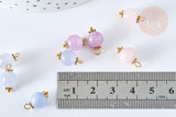 Pendentif Boule Pierre naturelle laiton doré 14,5mm, pierre véritable, x1 (G7651)