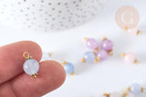 Pendentif Boule Pierre naturelle laiton doré 14,5mm, pierre véritable, x1 (G7651)