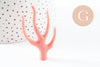 Pendentif Branche forme corail plastique rose 60mm, pendentif inspiré océan, x1 (G9749)