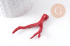 Pendentif Branche forme corail résine rouge 44.5mm, x1 (G10347)