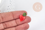 Pendentif Cœur verre artisanal coloré 21~22.8mm, x1 (G8979)