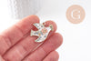 Pendentif Colombe blanc à fleurs zamac doré 26mm, x2 (G10041)