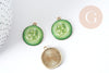 Pendentif Concombre zamac doré émail vert 26mm, création bijoux fruits, x1 G9004