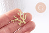 Pendentif Connecteur corail laiton brut 25.5mm, pendentif corail pour fabrication bijoux fantaisie, x1 (G7151)