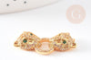Pendentif Connecteur léopard laiton doré 18K et zircons 27mm, x1 (G5719)
