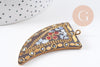 Pendentif Corne en laiton et pierres, pierre naturelle, pendentif doré, pendentif pierre, pendentif tibétain, 61mm, x1 (G3086)
