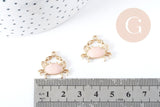 Pendentif Crabe zamac doré émail rose 15mm, x1 (G8991)