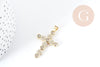 Pendentif Croix laiton doré zircons 41.5mm, x1 (G8996)
