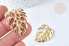 Pendentif Feuille Monstera zamac doré clair 34mm, feuille dorée pour création bijoux, x1 G7413