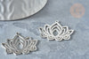 Pendentif Fleur de lotus acier 201 inoxydable argenté 27mm, x1 (G7862)