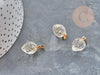 Pendentif Fraise verre transparent fer doré 17mm, collier pendentif , x1 (G9043)