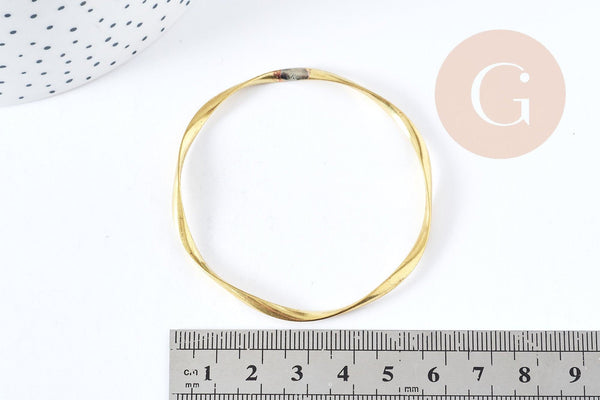 Pendentif Grand Anneau torsadé laiton brut 62mm, fabrication bijoux DIY, x1 (G7644)