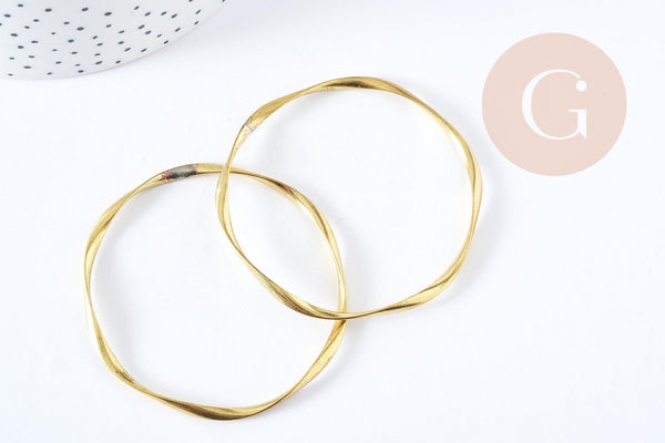 Pendentif Grand Anneau torsadé laiton brut 62mm, fabrication bijoux DIY, x1 (G7644)