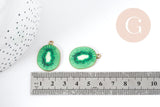 Pendentif Kiwi zamac doré émail vert 26.5mm, x1 (G9000)