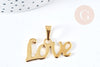 Pendentif Lettre Love acier inoxydable 304 doré 34.5mm, x1 (G8857)