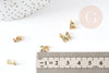 Pendentif Lettre laiton doré zircons colorés 8.5~9.5mm, x1 (G1570)