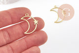 Pendentif Lune Etoile zamac doré 25mm,pendentif création bijoux doré, x1 (G7503)