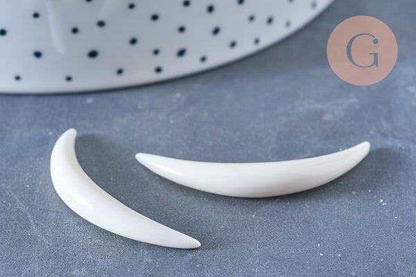 Pendentif Lune corne blanche naturelle 45x5mm, pendentif lune en corne naturelle blanche, création bijoux, x1, 16 - G6491