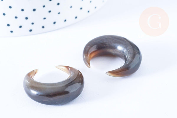 Pendentif Lune corne noire naturelle 37x10mm, pendentif lune en corne naturelle blanche, piercing écarteur corne naturelle x1 - G6480