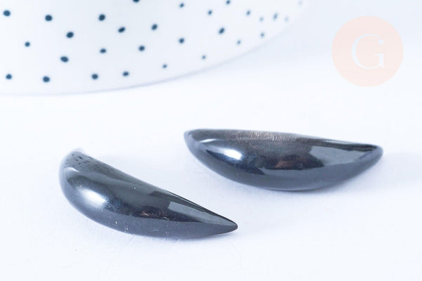 Pendentif Lune corne noire naturelle 47x10mm, pendentif lune en corne naturelle noire, piercing écarteur corne naturelle x1 - G6486